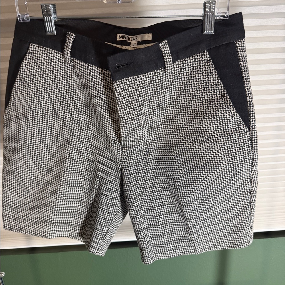 Mr Turk Black and White hounds tooth shorts